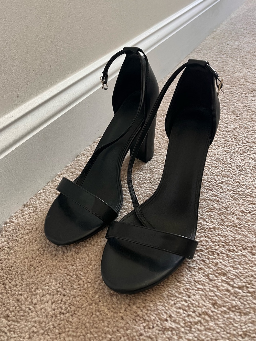 Classic Black Block Heel Ankle Strap Sandals - Women's - Picture 2 of 3